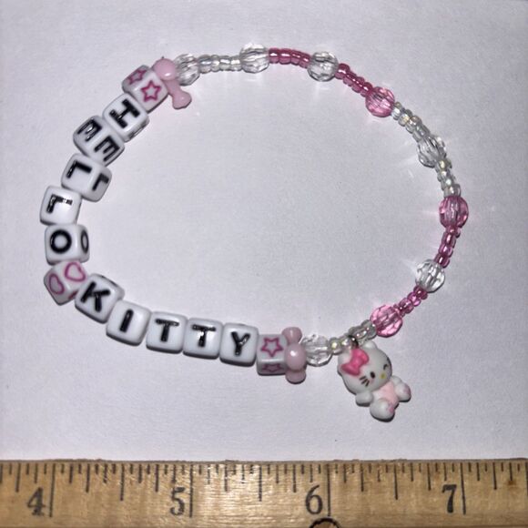 Multicolor “Hello Kitty” Bracelet Adult Humor Beaded Handmade Naughty Accessorie - Picture 3 of 3